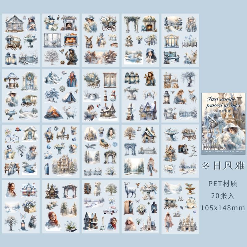 20Sheets/bag PET Sticker Book Season Series Decor Diary Girl Scrapbooking Sticker DIY Material Decor Album Stationery Decoration