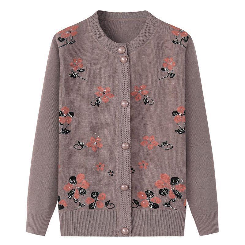 

Кардиган для пожилых женщин на флисовой подкладке - Толстое теплое осенне-зимнее пальто-свитер 3XL for 125-135 jin