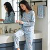 Women's Cute Cartoon Long Sleeve Pajama Set – Comfortable Thin Style for Spring, Autumn, and Winter, Wearable Outdoors