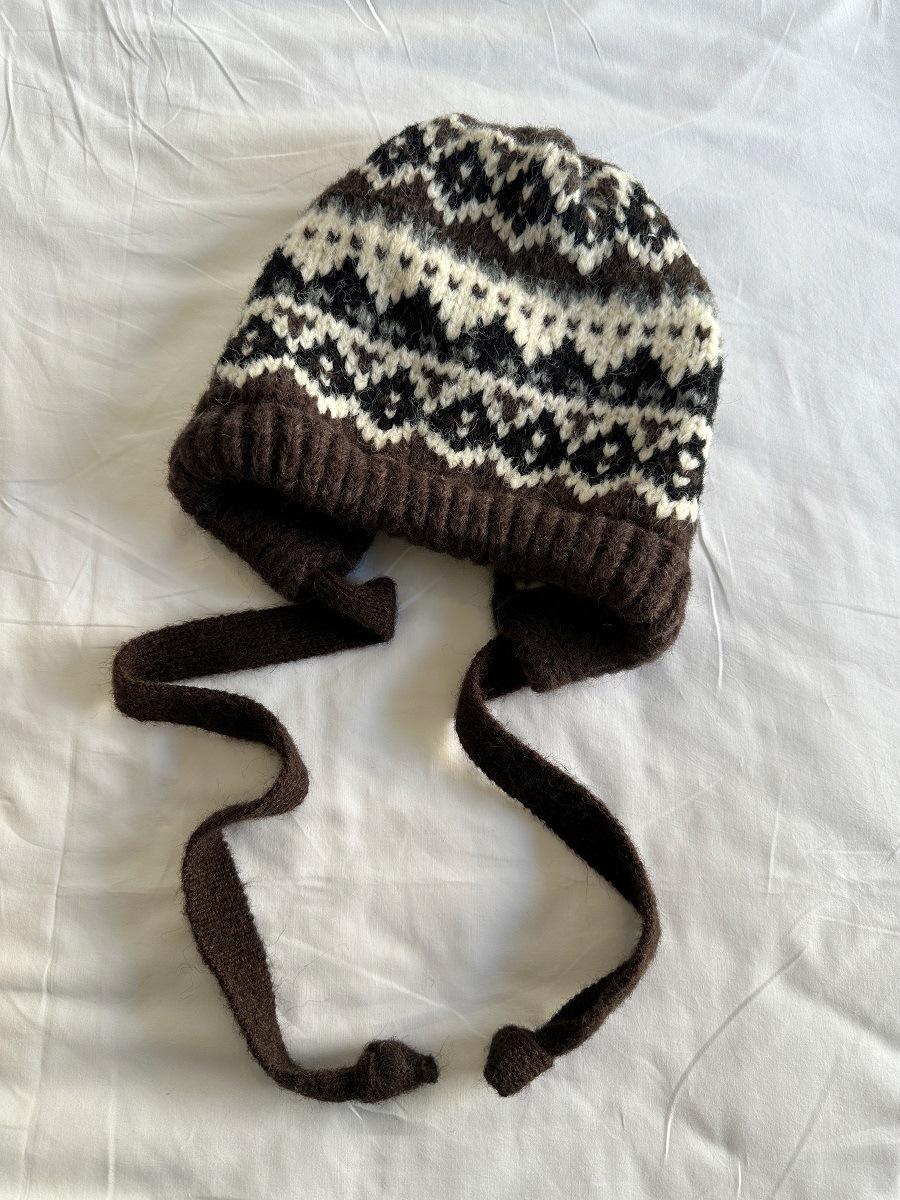 

Face small bag hat dual-purpose balaclava hat women s winter warm bag head wool hat ear protection knitted hat average size (54-59cm) кавовий