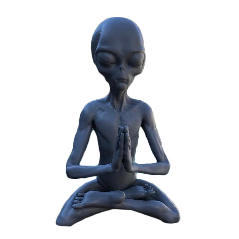 Meditating Alien Resin Statue Garden Ornament Best Art Decor for Indoor Outdoor Home or Office Promotion  Resin Embellishments