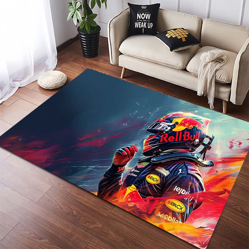 F1 Rennfahrer Helm Druck Rutschfest Groß Wohnzimmer Teppich Weich Verschleißfest Motorsport Sofa Schlafzimmer Heimdekoration Boden Teppich