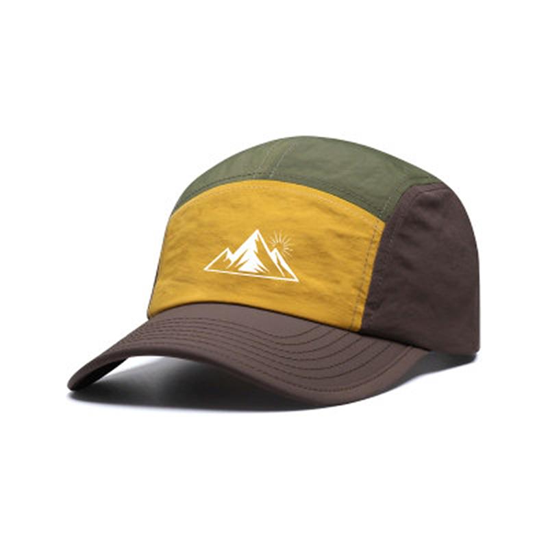 1Pc Multi- Patchwork Baseball Cap, Outdoor Hiking Baseball Cap with Mountain Sunrise Design, Adjustable Breathable Hat