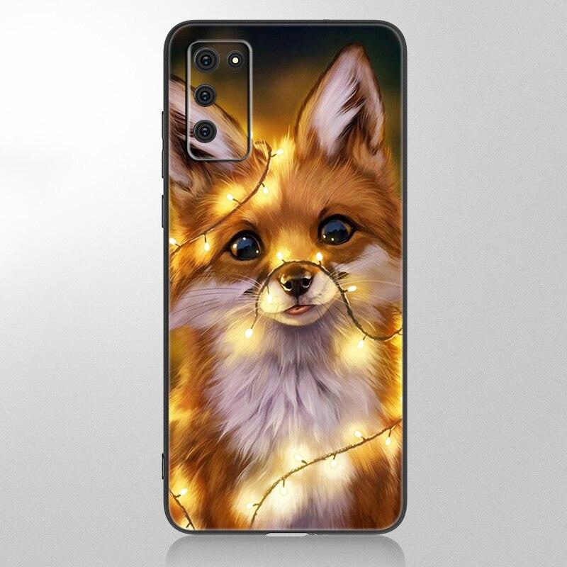 

Чехол с милым мультяшным животным лисой для Samsung Galaxy A12 A02S A22 A32 A52 A72 A71 A51 A41 A31 A21 A11 A50 A70 A10S A20S, черный чехол Samsung A12