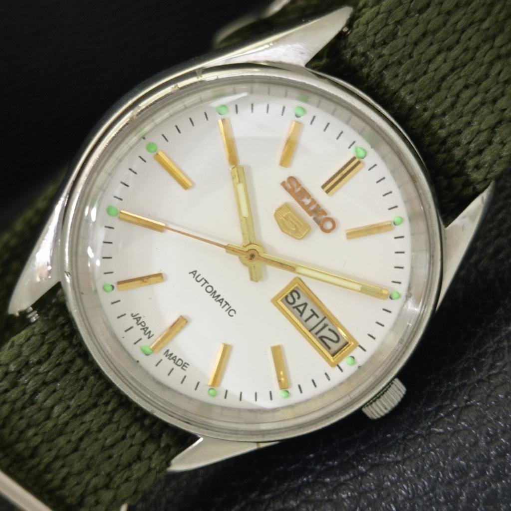 

SEIKO 5 AUTOMATIC JAPAN 6349A MENS VINTAGE WHITE COLOR DIAL WATCH a701313-5 R206a-a701313