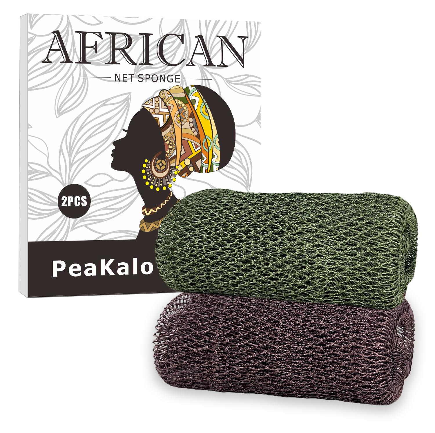 Autentická africká sieťovaná špongia - 2 ks Exfoliačná špongia do kúpeľa a sprchy, Jemný peeling na chrbát pre všetky typy pleti, Odolná