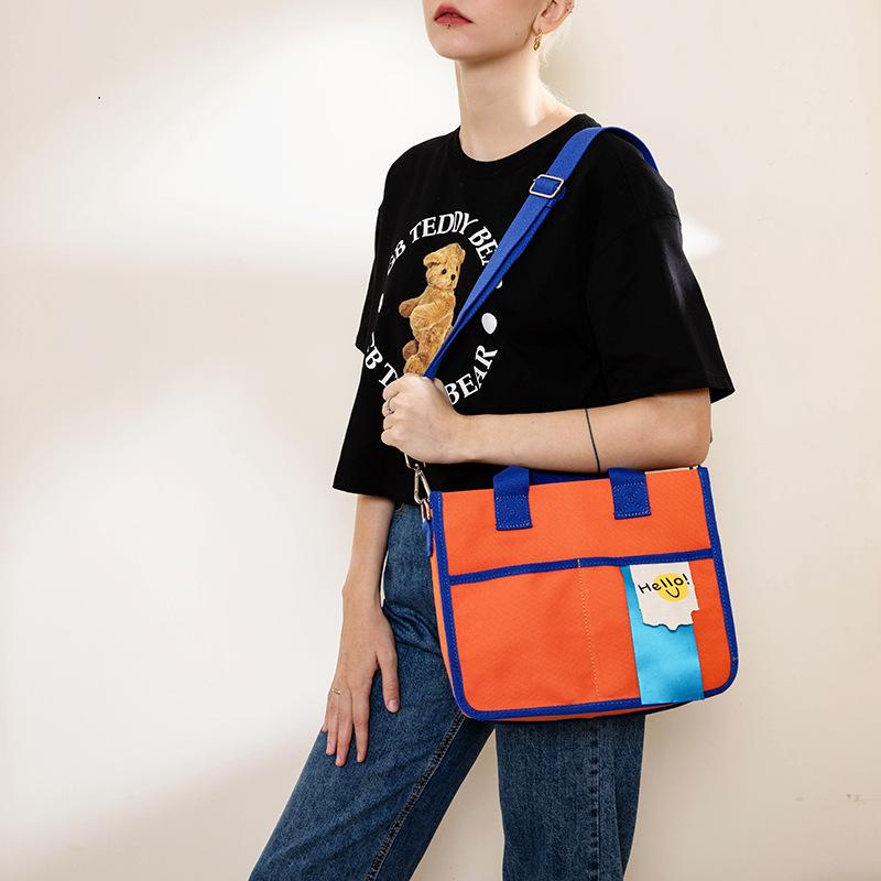 Korea Dongdaemun Canvas Bag Female Dopamine Color Large Capacity Handbag Niche Commuter Shoulder Crossbody