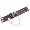 Solid Color PU Leather Bracelet Adjustable Wide Chain Bracelet Dark Style Skull Wristband  Unisex
