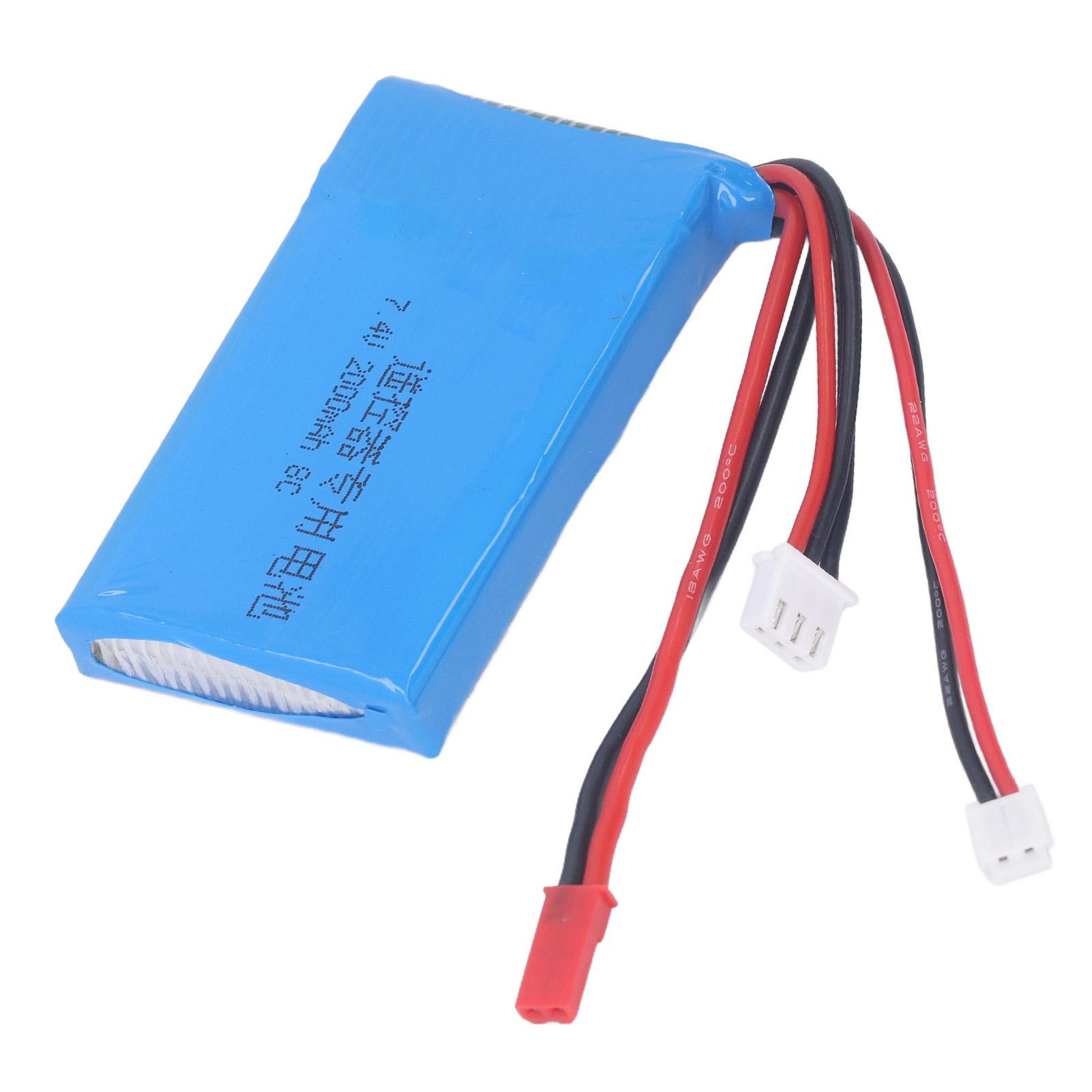 

RC Lithium Battery 2S 7.4V 2000MAH Powerful Circuit Protection Light Weight RC Battery for Spektrum DX6e DX6 DX8 Transmitter