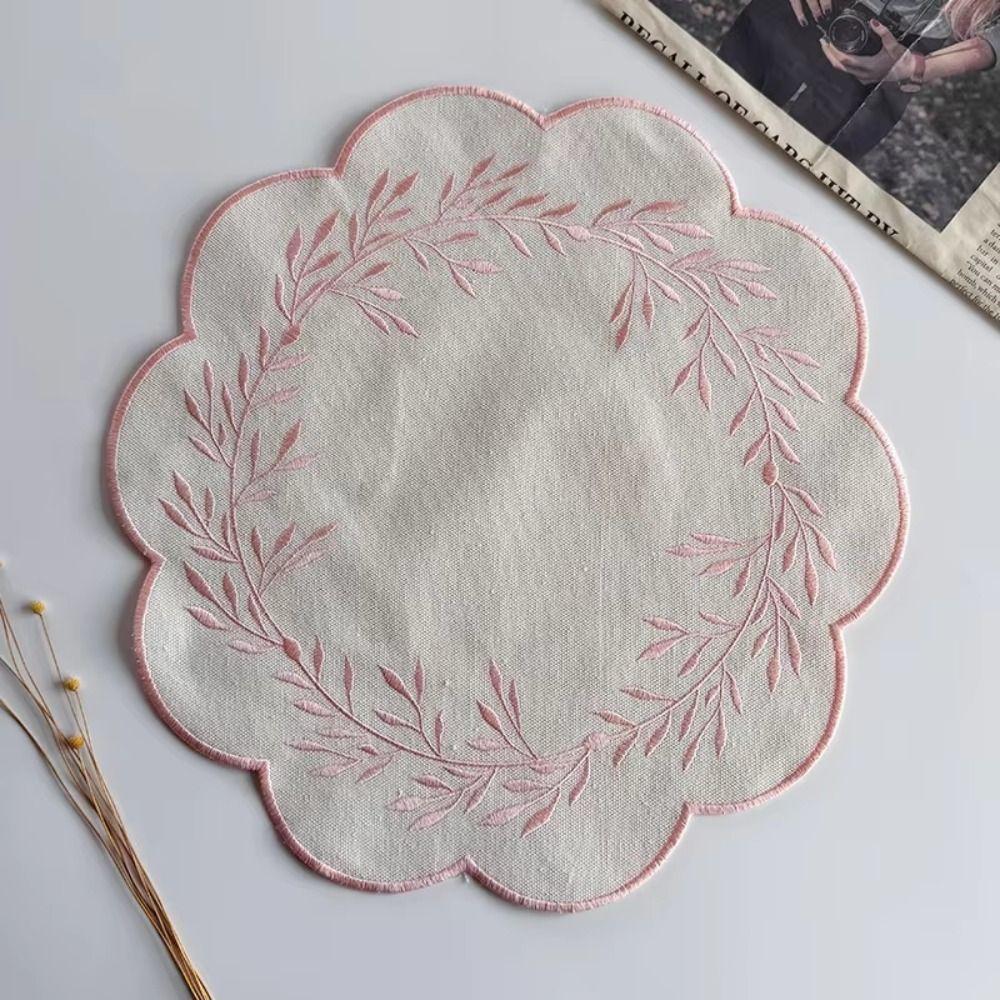Thickened Embroidered Placemats Wear-resistant Canvas Table Pad Insulation Table Mat  Home Use