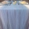 Luxury Pearl Chiffon Runner Semi-Transparent Gauze Tablecloth Dreamy Table Cover  Home Decoration