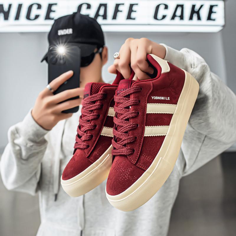 

Мужская мода, повседневная низкая обувь для скейтбординга, удобные кроссовки для мальчиков, студенты, трендовая мягкая подошва, классическая дышащая нескользящая спортивная обувь 43 вино красного