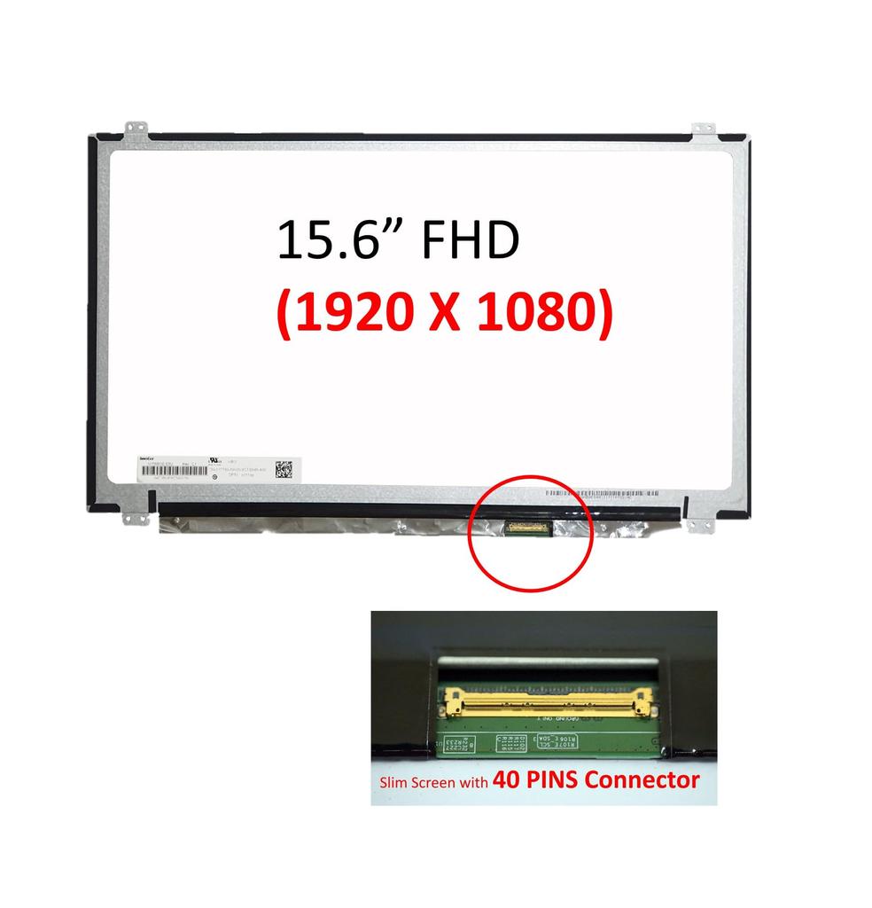 FULLCOM 15.6" Replacement LCD Panel for Repair. Compatible Screen Model: B156HTN02.1. 1920x1080 FHD 40PIN Non-Glare - Non-Touchscreen.