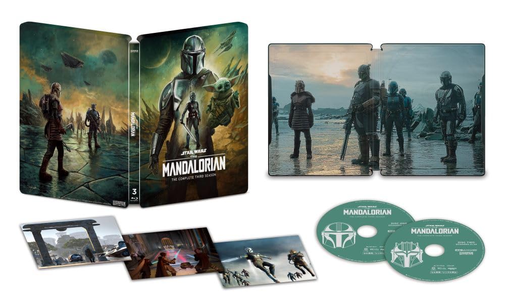 The Mandalorian Season 3 4K UHD Edition Steelbook Includes a Set of Two 57mm Badges and an A4 Collector's (Limited Edition) [Blu-ray] Poster.