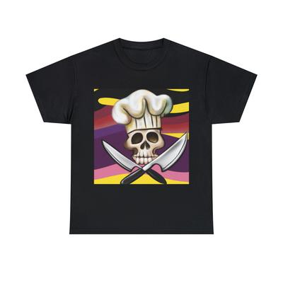 Chef Cooking T Shirt Skull Skeleton Crossbones BBQ Cookout Graphic Tee Food Cool