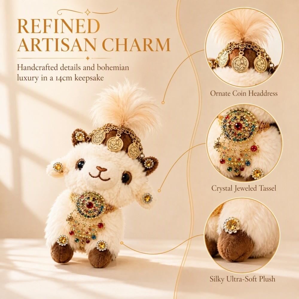Feather Rhinestone Sheep Goat Keychain Soft Lamb Bag Charm Gift Mascot Pendant Spring Festival