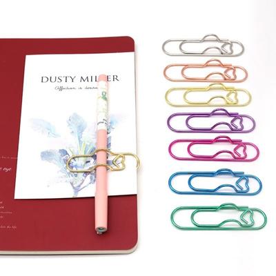 Multi-functional Love Model Paper Clips Heart Shape Metal Paper Fix Clip DIY Ticket Pen Holder Stationery