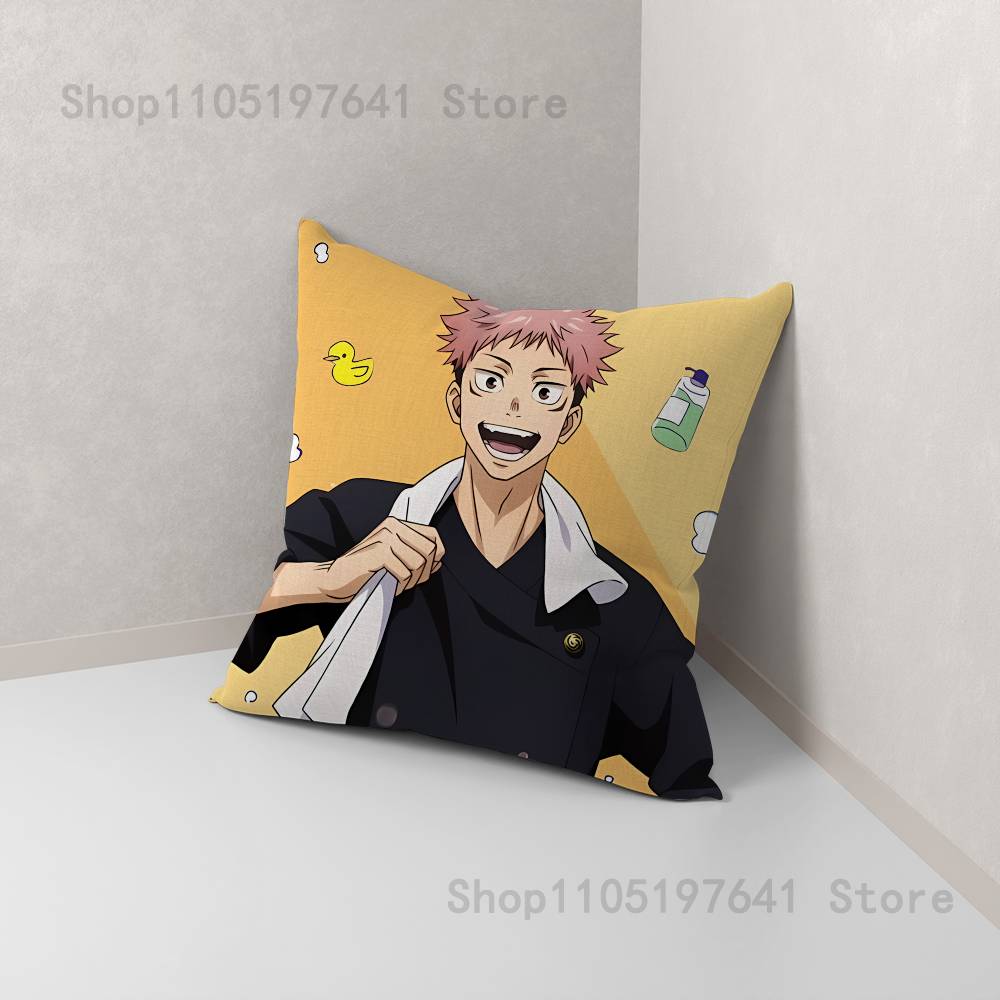 Anime Y-Yuji I-Itadori Pillow Case For Sofa Decor Car Office Room Printing Cushion Cover Decorations and Protector