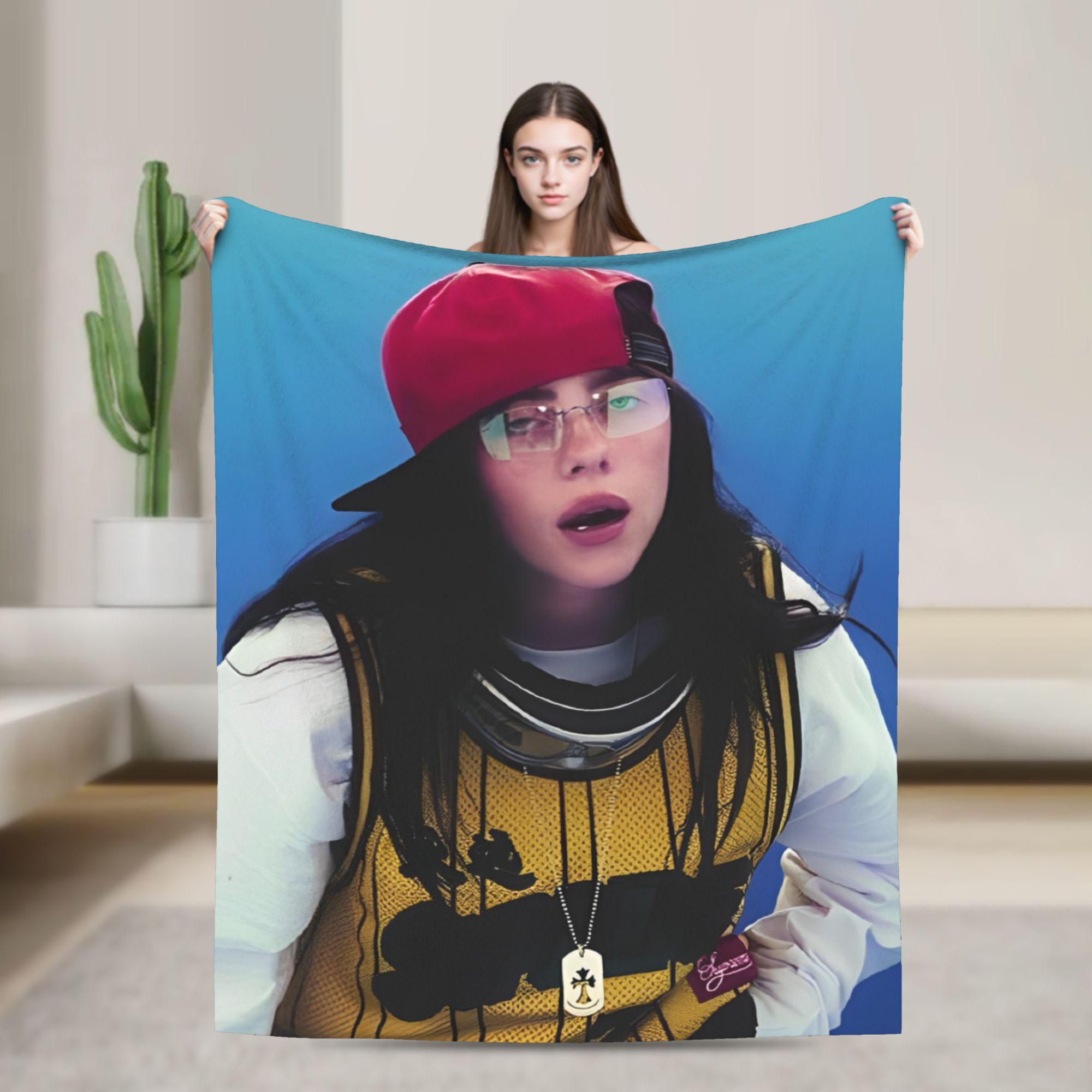 

2025 Hit Me Hard And Soft Warm Soft Blanket Singer E-eilishes Tour Picnic Plush Throw Blanket Bed Flannel Bedspread Sofa Bed 30x40in