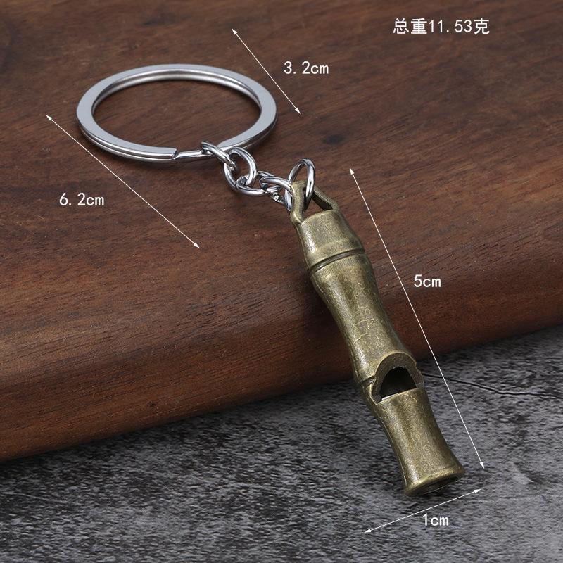 Whistle Keychain Metal High Decibel Stereoscopic Portable Single Tube Pendant Key Ring Small Gift