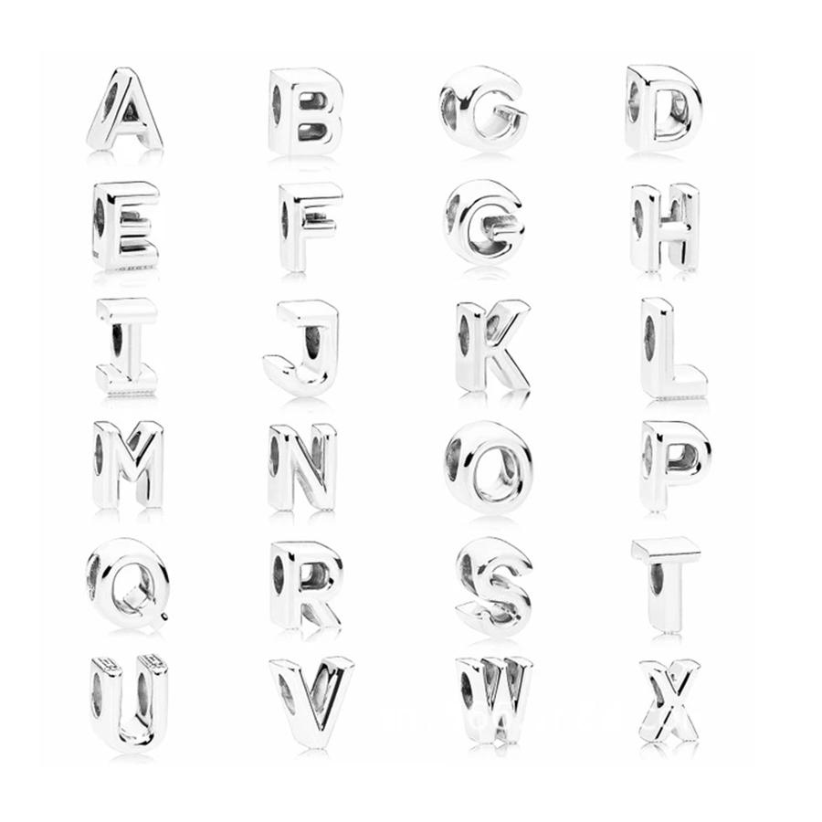 Classic 26 letters A-Z Copper Metal Bead Components Ideal Designed For Authentic Original beaded bracelets necklaces, Ideal Designed For High Quality