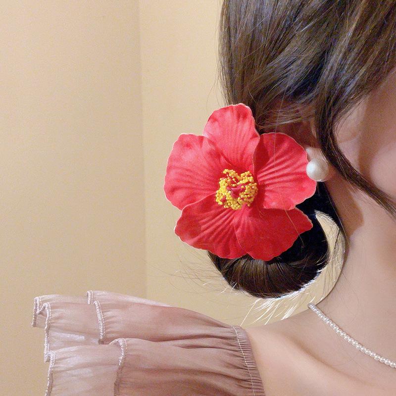 Rote Spinnenlilie Acryl Haarspange: Retro chinesischer Stil Haarschmuck