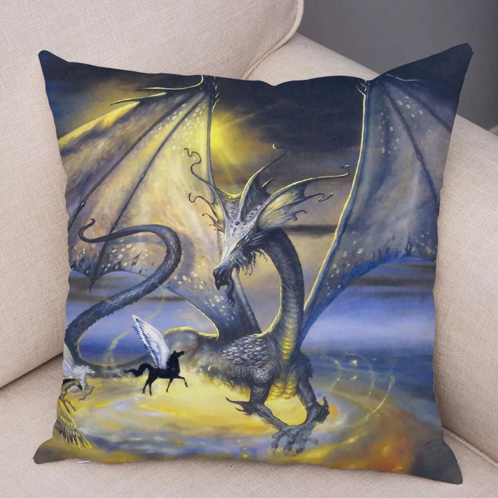 

Декор для дома Мультяшный принт животного Наволочка с рисунком дракона Чехол для подушки Декоративный Автомобиль Диван Гостиная 40x40cm светло-коричневого
