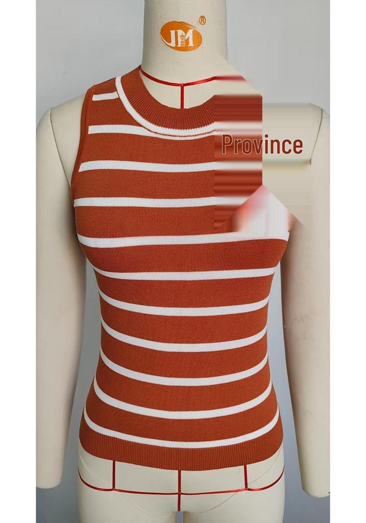 Retro Stripe Slim Fit Knit Vest for Women - Summer Collection