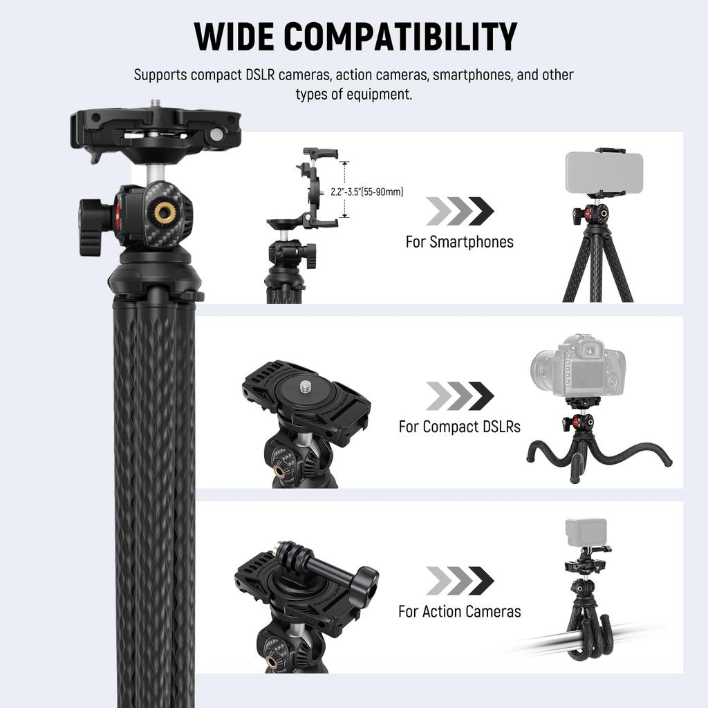 NEEWER TP34 Flexible Mini Tripod with Smartphone and Action Camera Camera Selfie Vlogging Tripod Stand Compatible with and Digital Maximum Load 2kg