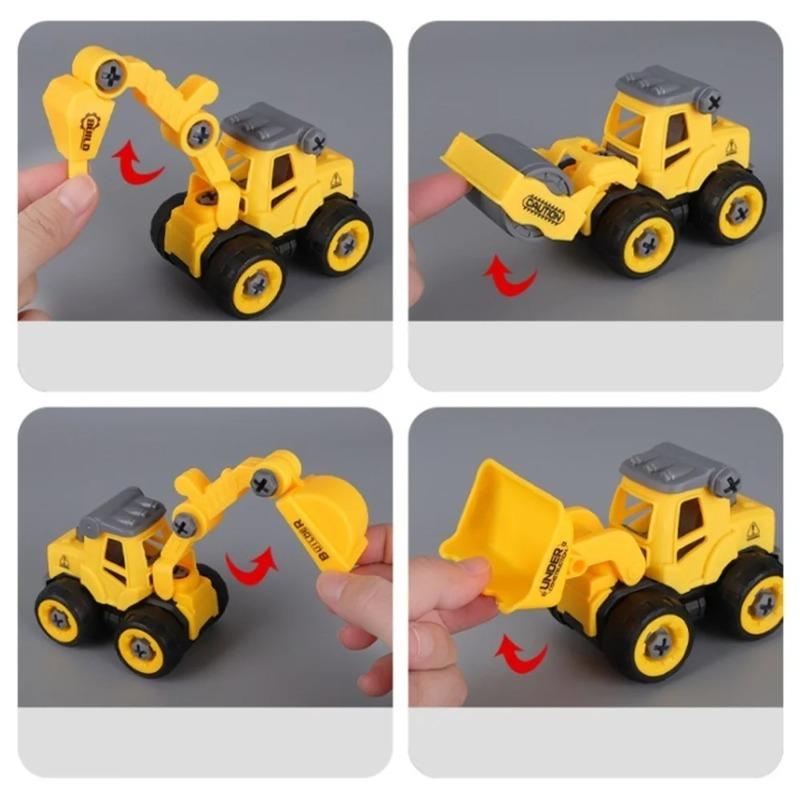 Engineering Vehicle Toys Kids Construction Excavator Tractor Bulldozer Fire Truck Models DIY Screw Game Boys Toys Children Gifts