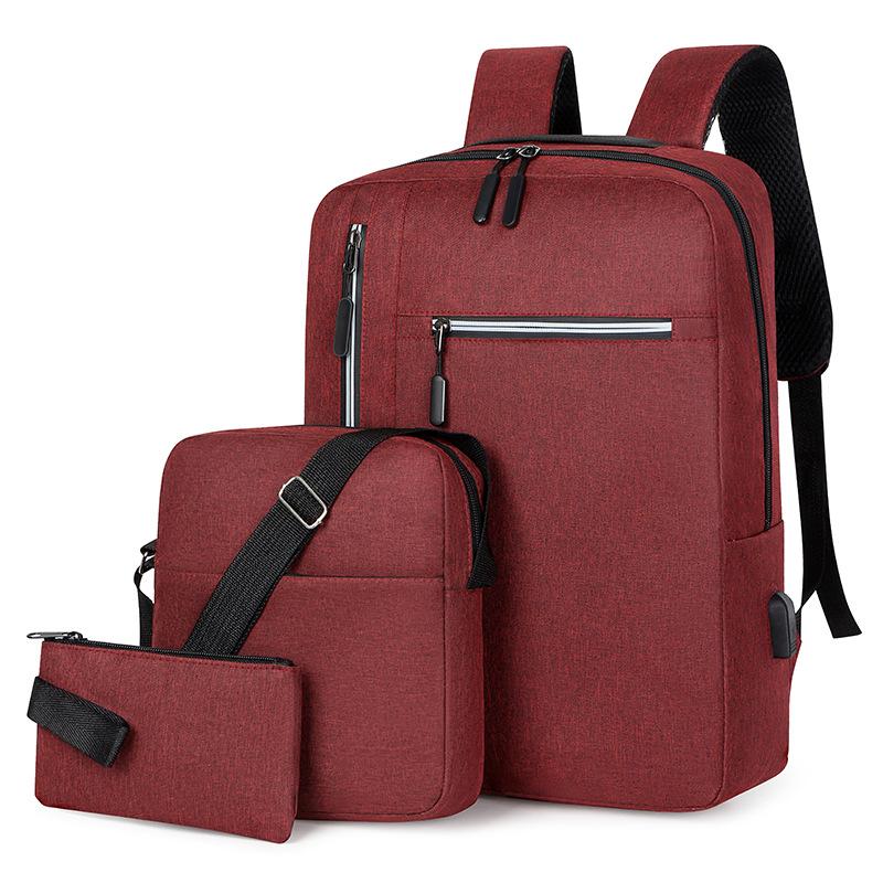 Backpack Men'S Premium Sense Backpack Business Commuter Multifunctional Three-Piece Set Large Capacity School Bag Male College Student