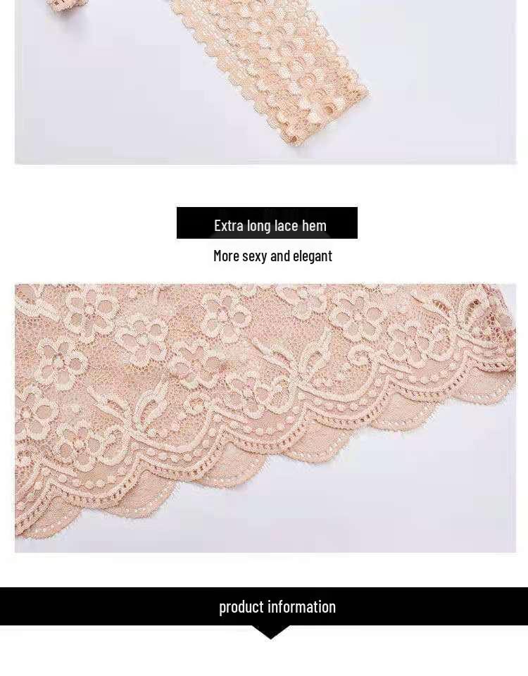 Lace Trim Underwear Camisole with Chest Pads - Women's Versatile Anti-Exposure Long Bra