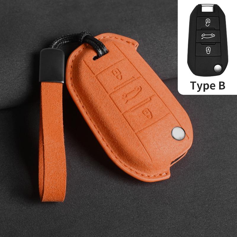 In Stock Cross-Border Factory Key Fob Covers for Peugeot 508L 4008 408X 308 5008 Suede Car Keychain Accessories