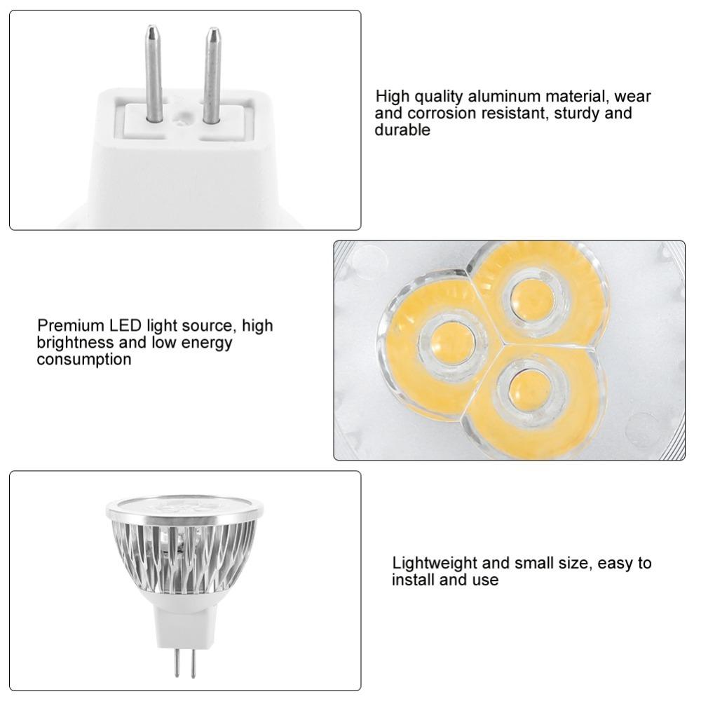 6 Pack Low Voltage MR16 LED Bulbs 12V 3W LED Spot Light Bulbs Aluminum Warm White 3000K LED Light Bulbs Home