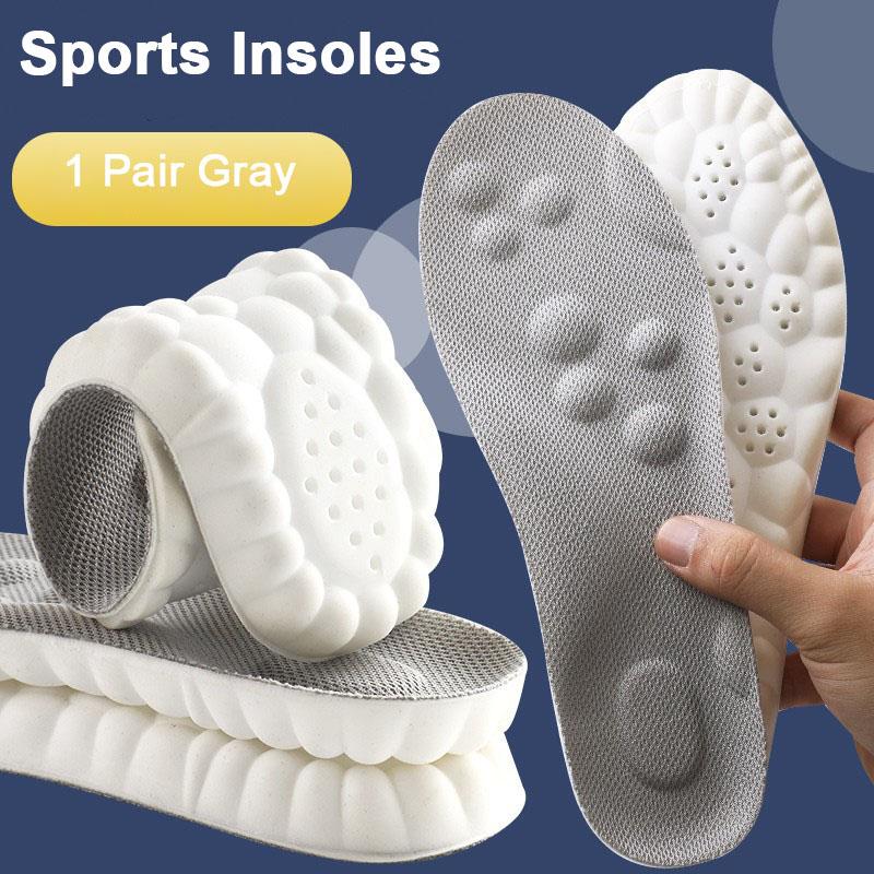 4D Latex Sports Shoes Insoles Super Soft High Elasticity Shoe Pads Anti-pain Deodorant Cushion Arch Support Foot Insole 1 Pair