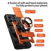 For Honor X6b 4G Magnetic Case Ring Holder Foldable Kickstand TPU PC Phone Cover with Camera Lens Slider