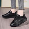 Casual Sports Shoes Leather Surface All Black Spring and Autumn Waterproof Soft Sole Light Wear-resistant and Comfortable