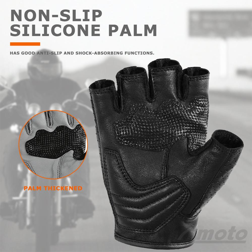 Halbfingerhandschuhe Sommer Reiten Leder Perforiert Atmungsaktiv Anti-Drop Stoßdämpfend Retro Lokomotive Handschuhe