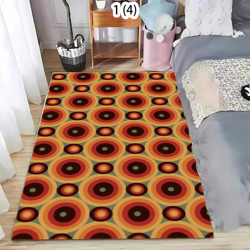 Bruin Oranje Retro Mid Century Vloerkleed Geometrisch Ontwerp Tapijt Duurzaam Vintage Geïnspireerd Vloermat Deurmat Boho Chic Woonaccessoire 40x60cm16x24in