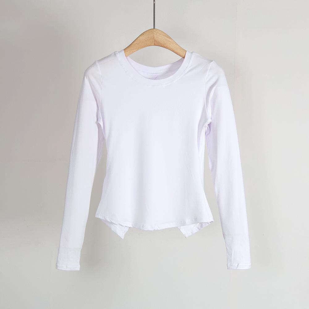 

Женский осенне-зимний топ с длинным рукавом, круглым вырезом, приталенный, быстросохнущий, для йоги Medium белый