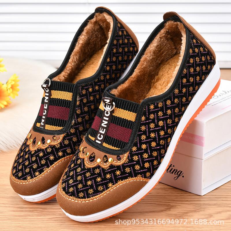 Old Beijing Cloth Shoes, Women's Cotton Shoes, Low-top Winter Shoes for Middle-aged and Elderly Mothers