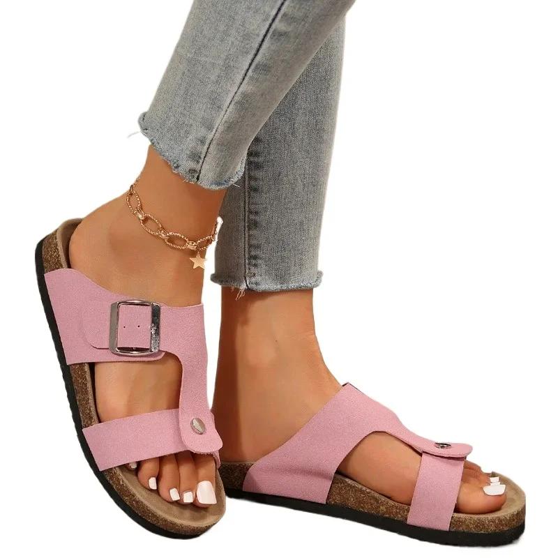 Mode Damen Schuhe 2024 Heißer Verkauf Offene spitze frauen Hausschuhe Sommer Schnalle Solide Outdoor Casual Strand Flache Hausschuhe Zapatos De mujer