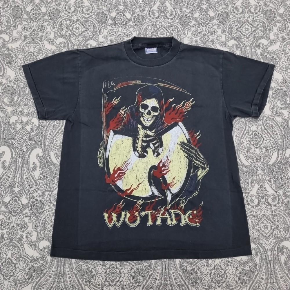 

Wu-Tang Clan Cream Винтажная футболка с большим принтом Raptee 90-х Мрачный жнец 4XL