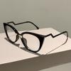 Vintage Flache Leichte Cat-Eye Große Fassung Blaulichtfilterbrille Damen Mode Halbe Metallseite High Definition Brille