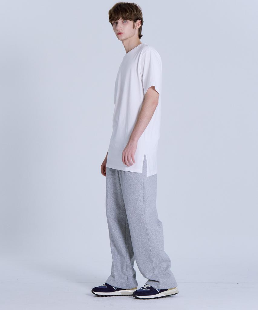 BASIC HOUSE Uni Layered Round Neck Short Sleeve Tee Long Length (+7Cm) White Lats0106