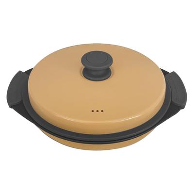 Seikatsu Densai Mikrowellen-Kochtopf mit Rezept-Set Kochgeschirr Rund - Ohne Kochen - Beige,