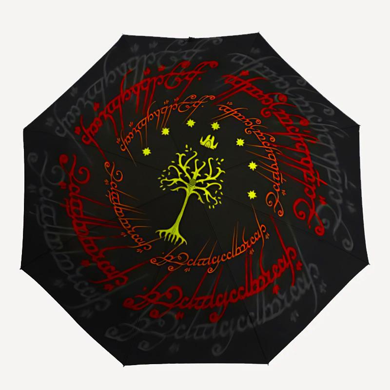 

1pc Elven Script Tree Automatic Open/Close Umbrella, Compact Travel Umbrella, 8-Rib Sturdy Frame - Ideal Gift for Friends yy251118034