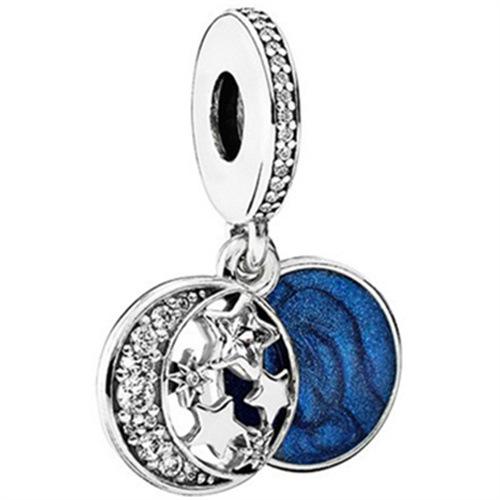 Bracelet Blue Transparent Shining Round String Mother'S Day Beaded Pendant Silver Plated Bracelet Bracelet Loose Beads