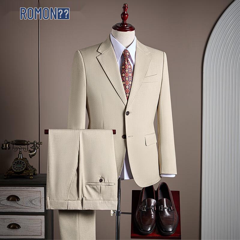 ROMON Men s Business Casual Suit Set with Elastic Waist Pants 32