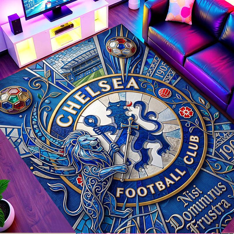 Chelsea FC Print Rug, Washable Floor Carpet, For Entryway Dorm Laundry Room Office Study, Home Decor Birthday Christmas Gift
